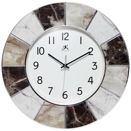 Infinity Instruments Marble Look Wall Clock - 16" Round Modern Wall Clock with Colorful Case 15591ST-4340